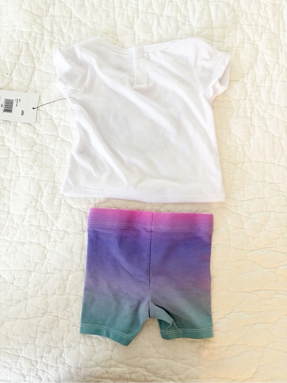Converse Kids White Tee with Purple-Teal Ombre Shorts